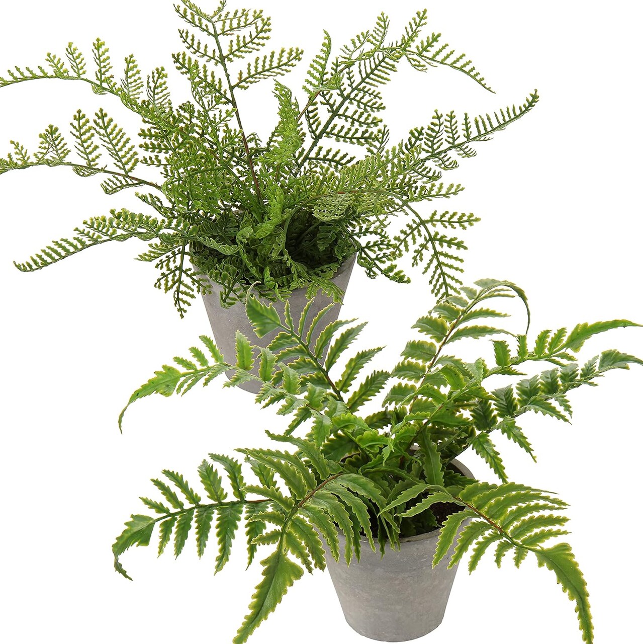 2PCS Fake Plants Potted Artificial Plants Greenery Faux Fern Eucalyptus Décor Plant for Indoor Home Office Bathroom Harmhouse Decoration